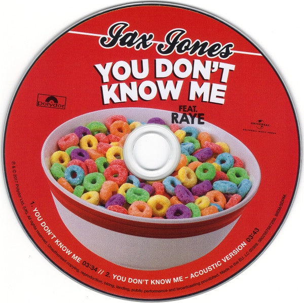 Jax Jones Feat. Raye (3) : You Don't Know Me (CD, Single)