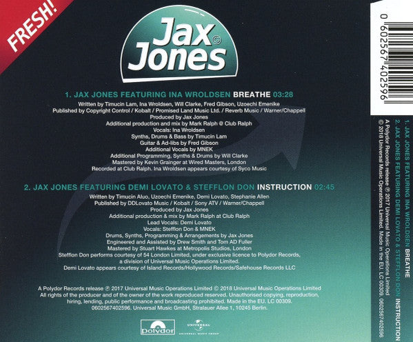 Jax Jones Feat. Ina Wroldsen : Breathe (CD, Single)