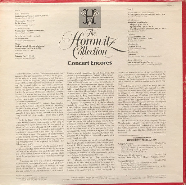 Horowitz* : Concert Encores (LP, Comp)