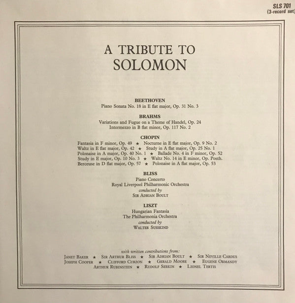 Solomon (6) : A Tribute To Solomon (3xLP, Comp, Mono + Box)