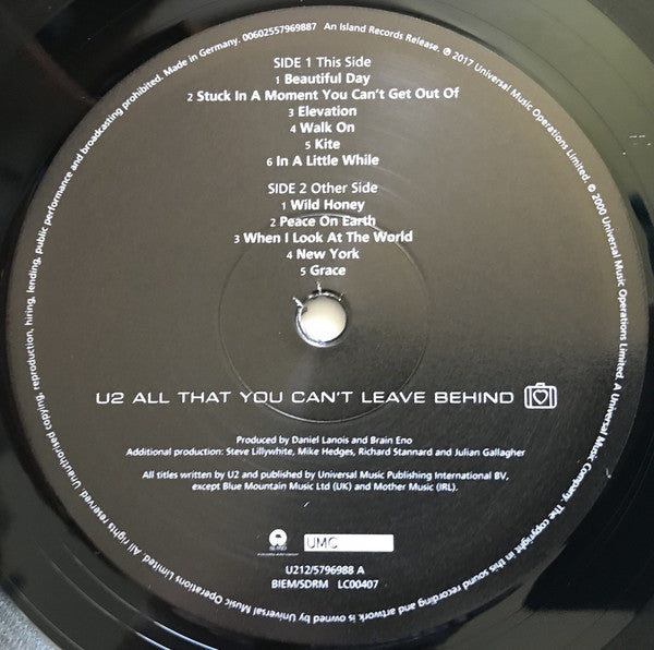 U2 : All That You Can't Leave Behind (LP, Album, RE, RM, 180)