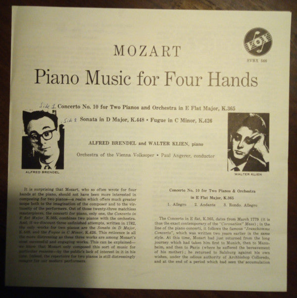 Mozart*, Alfred Brendel, Walter Klien, The Orchestra Of The Vienna Volksoper*, Paul Angerer, Ingrid Haebler, Ludwig Hoffmann : Piano Music For Four Hands (Complete In One Volume) (3xLP + Box, Comp)