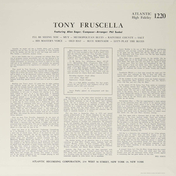 Tony Fruscella : Tony Fruscella (LP, Album, Mono, Ltd, RE)