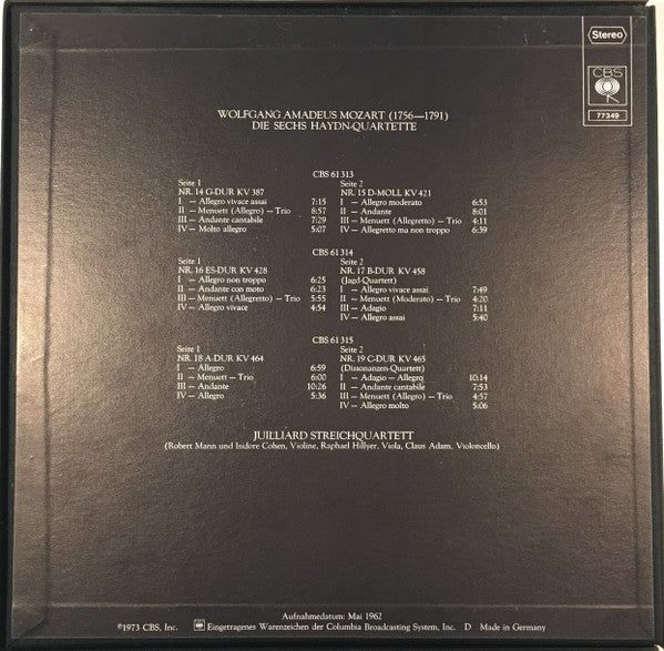 Juilliard Streichquartett*, Wolfgang Amadeus Mozart : Sechs Quartette Für Violinen, Viola Und Violoncello (3xLP, Album + Box)