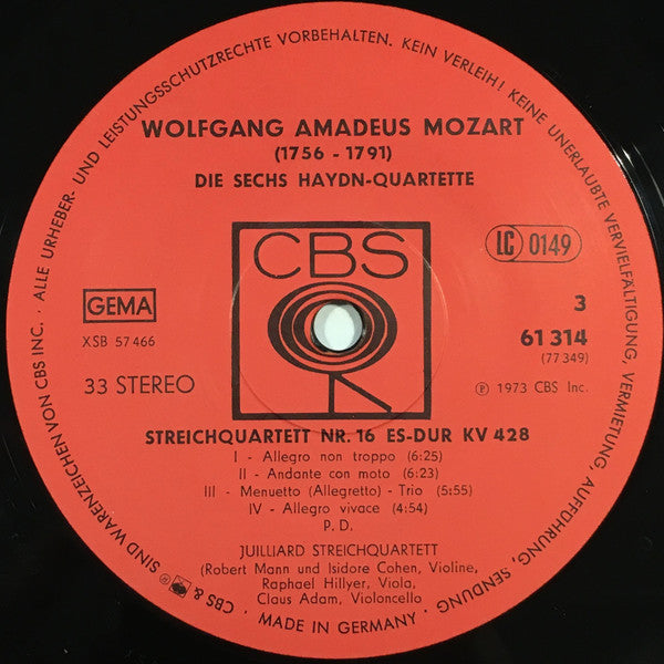 Juilliard Streichquartett*, Wolfgang Amadeus Mozart : Sechs Quartette Für Violinen, Viola Und Violoncello (3xLP, Album + Box)