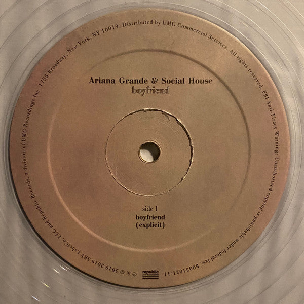 Ariana Grande & Social House : Boyfriend (12", Single, Ltd, Cle)