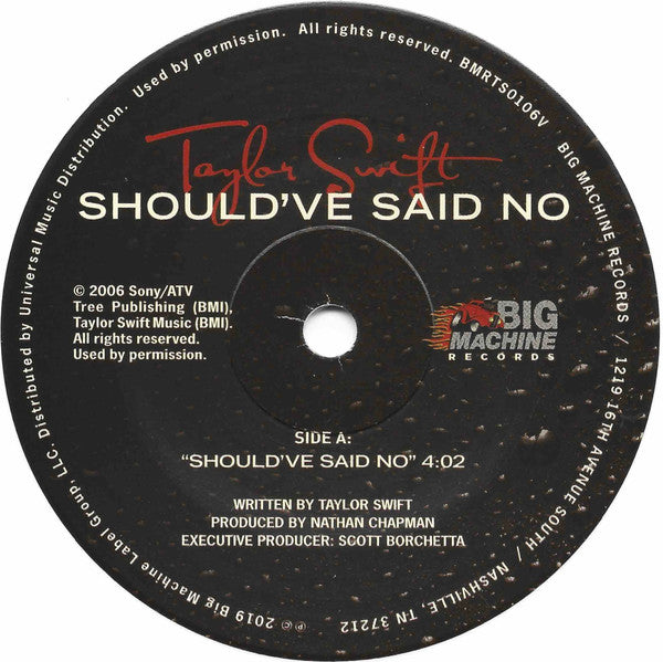 Taylor Swift : Should've Said No (7", Single, Ltd, Num, Whi)