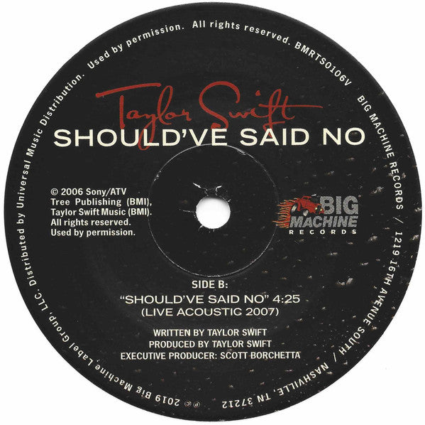 Taylor Swift : Should've Said No (7", Single, Ltd, Num, Whi)