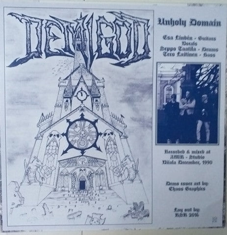 Demigod : Unholy Domain (12", MiniAlbum, Ltd, RE, Blu)