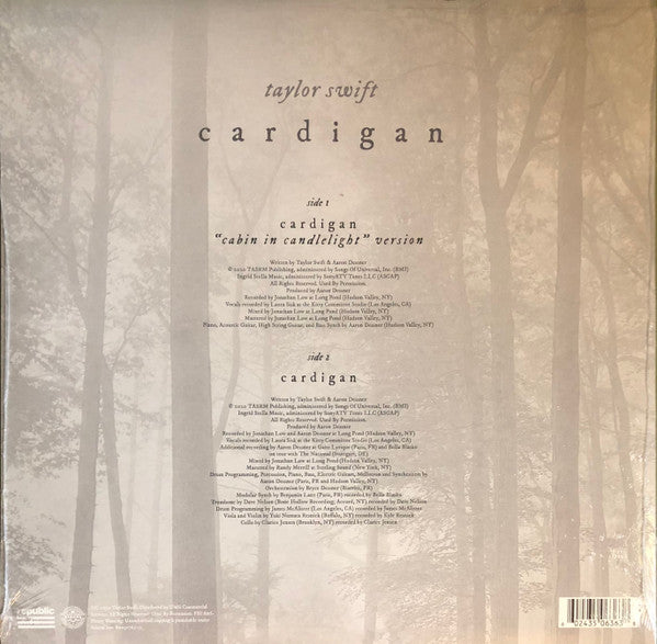 Taylor Swift : Cardigan (Cabin In Candlelight Version) (12", Single, Ltd, Whi)