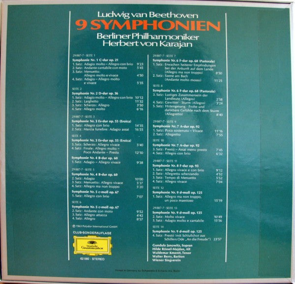 Ludwig Van Beethoven - Berliner Philharmoniker, Herbert Von Karajan : 9 Symphonien (7xLP, RE + Box)