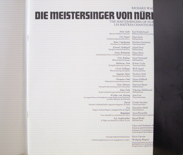 Wagner* / Silvio Varviso : Die Meistersinger Von Nürnberg / Bayreuther Festspiele (5xLP + Box)