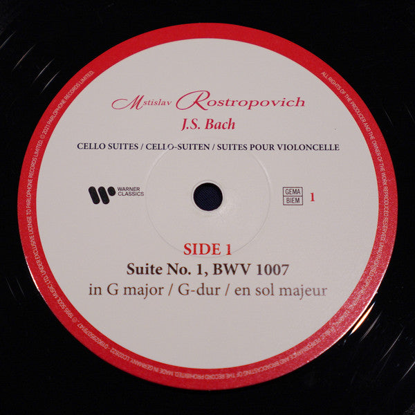 Johann Sebastian Bach - Mstislav Rostropovich : J.S. Bach Cello Suites (4xLP, Album, RE, 180 + Box, Album, RE)