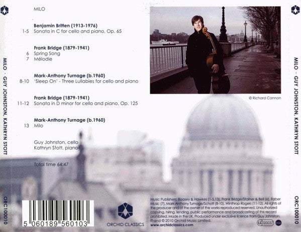 Guy Johnston, Kathryn Stott, Frank Bridge, Benjamin Britten, Mark-Anthony Turnage : Milo (CD, Album)