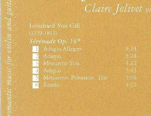 Leonhard Von Call, Wenzeslaus Thomas Matiegka* - Claire Jolivet, Agustín Maruri : Original Romantic Music for Violin and Guitar (CD, Album)