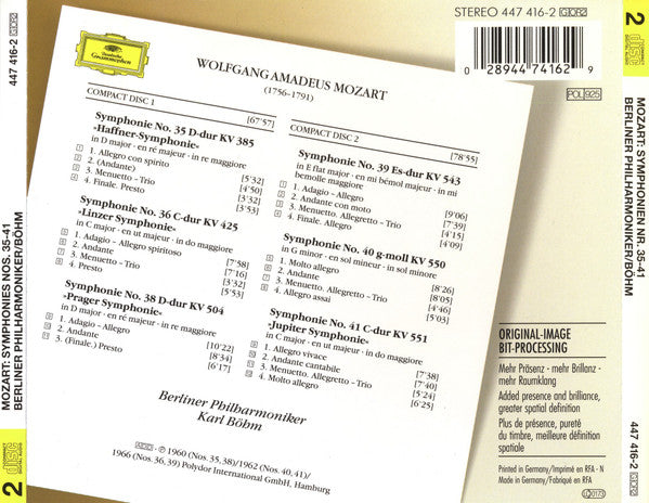 Wolfgang Amadeus Mozart - Karl Böhm / Berliner Philharmoniker : Symphonien Nos. 35 - 41 (2xCD, Comp, RM)