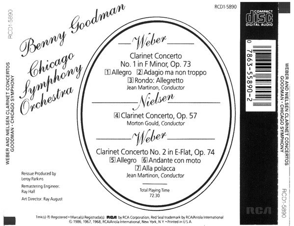 Benny Goodman, Weber* And Nielsen*, Chicago Symphony* : Clarinet Concertos (CD, Comp)