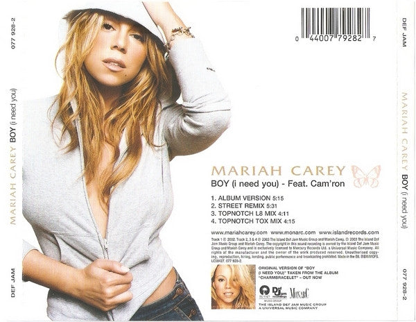 Mariah Carey Feat. Cam'ron : Boy (I Need You) (CD, Single, CD2)