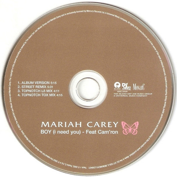 Mariah Carey Feat. Cam'ron : Boy (I Need You) (CD, Single, CD2)