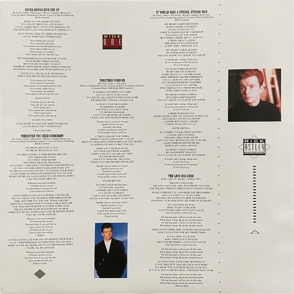 Rick Astley : Whenever You Need Somebody (LP, Album, RE, RM)