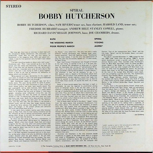 Bobby Hutcherson : Spiral (LP, Album, RE)