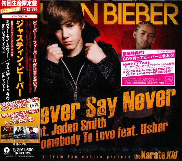 Justin Bieber : Never Say Never / Somebody To Love (CD, Maxi + DVD-V, NTSC + Ltd)