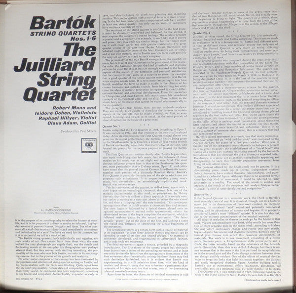 Bartók* - The Juilliard String Quartet* : The Six String Quartets (3xLP + Box)