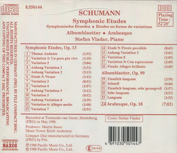 Robert Schumann, Stefan Vladar : Symphonic Etudes (CD, Album)