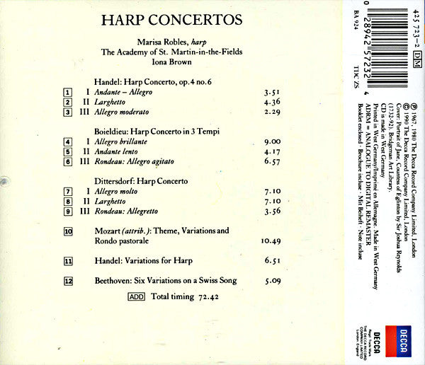 Marisa Robles, The Academy Of St. Martin-in-the-Fields, Iona Brown : Harp Concertos (CD, Album, RM)