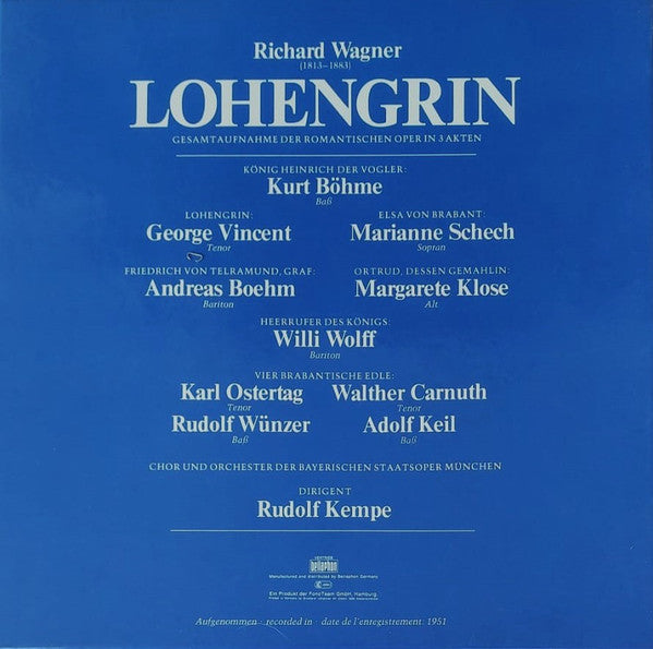 Wagner*, Kempe*, Klose*, Schech*, Böhme*, Boehm*, Vincent (5)*, Wolff* : Lohengrin (4xLP, Album, Mono)