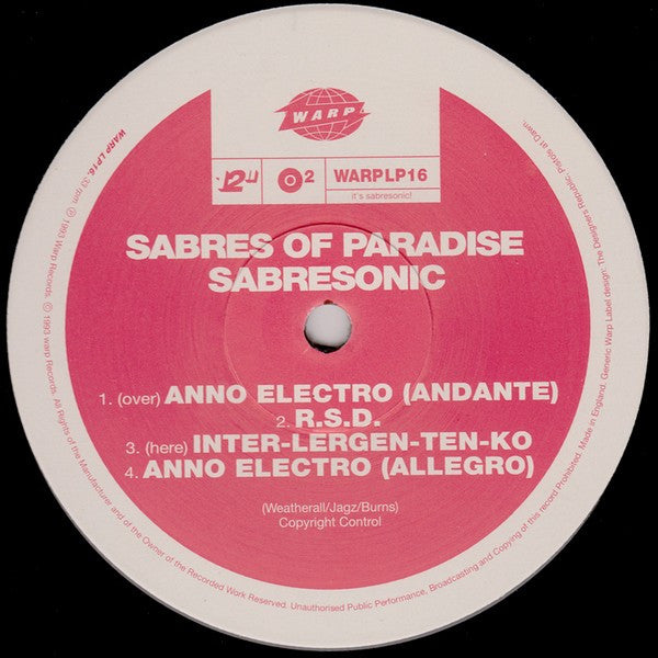 The Sabres Of Paradise : Sabresonic (2xLP, Album)