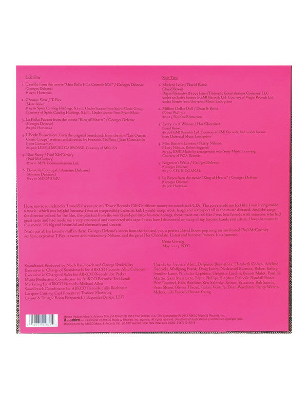 Various : Music From The Motion Picture Frances Ha (LP, Ltd, RE, Pin)