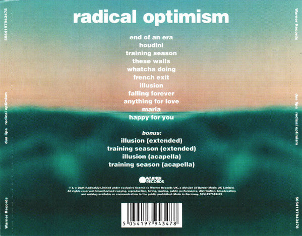 Dua Lipa : Radical Optimism (CD, Album, Unofficial)