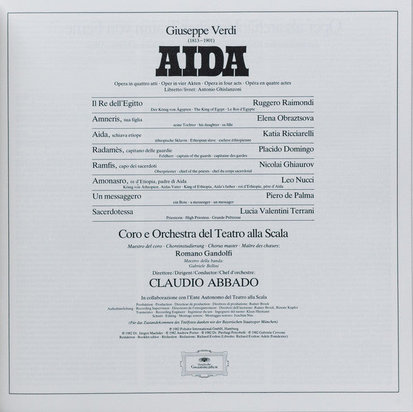 Verdi* - Coro* E Orchestra Del Teatro Alla Scala, Claudio Abbado : Aida (3xLP + Box)