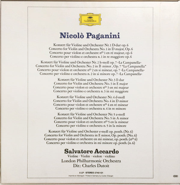 Paganini* / Salvatore Accardo : Die  6 Violinkonzerte (5xLP + Box)