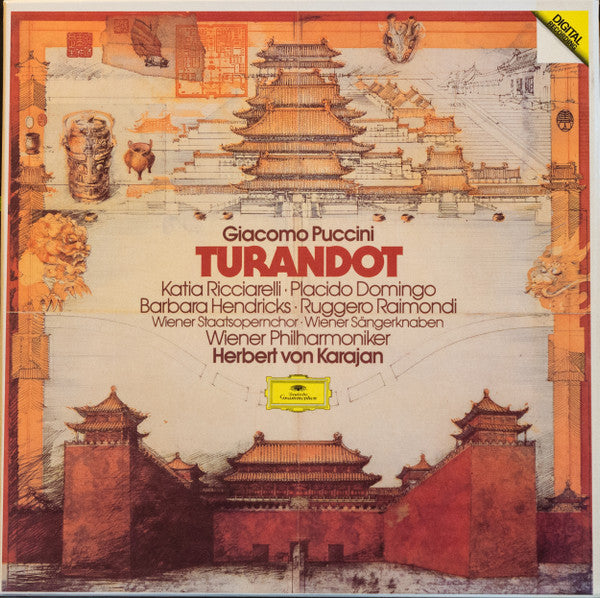 Giacomo Puccini, Katia Ricciarelli, Placido Domingo, Barbara Hendricks, Ruggero Raimondi, Wiener Staatsopernchor, Die Wiener Sängerknaben, Wiener Philharmoniker, Herbert Von Karajan : Turandot (3xLP + Box)