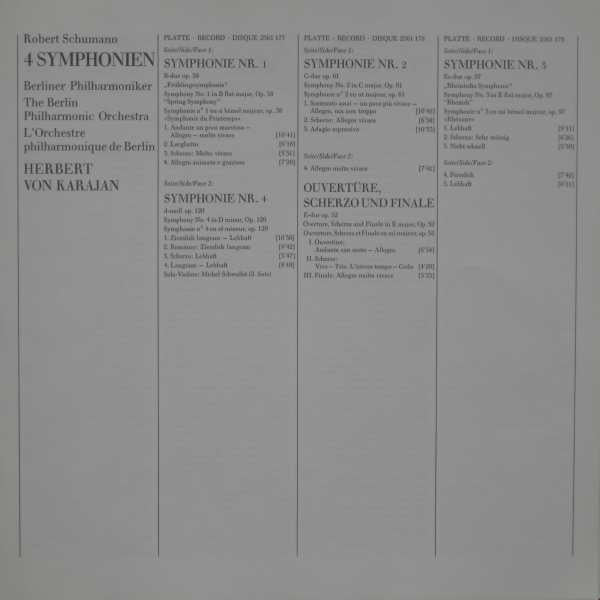 Robert Schumann – Herbert von Karajan, Berliner Philharmoniker : 4 Symphonien (3xLP, Comp + Box)