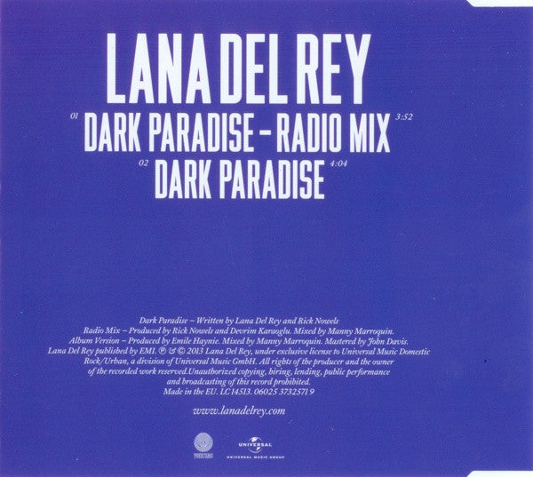 Lana Del Rey : Dark Paradise (CD, Single)