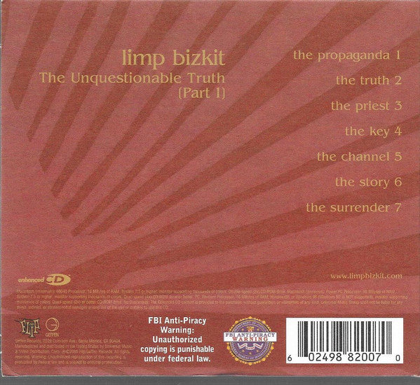 Limp Bizkit : The Unquestionable Truth (Part 1) (CD, Album, Enh, Dig)