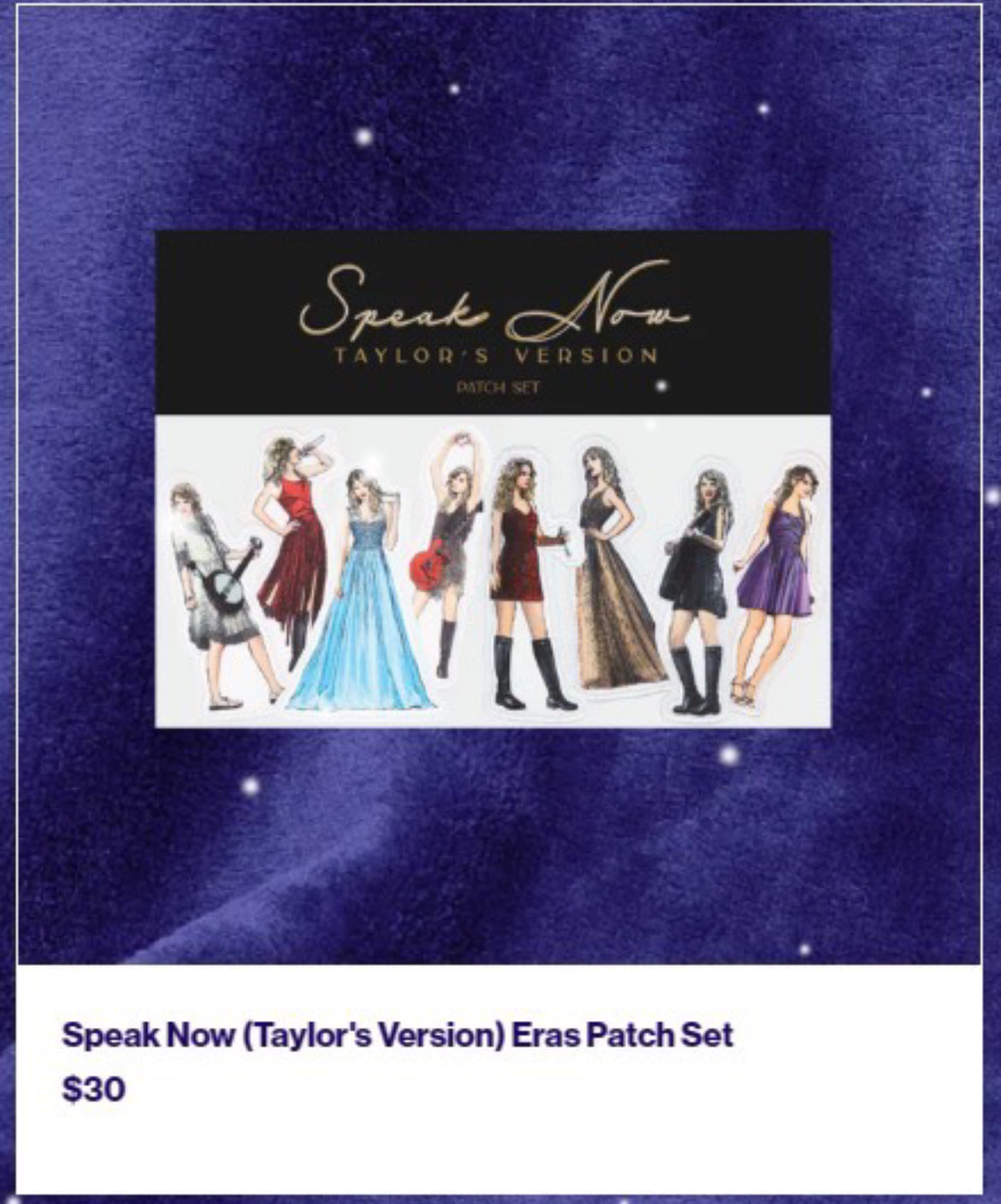 Taylor Swift - Speak Now (Taylor’s Version) Eras Patch Set 泰勒·斯威夫特《Speak Now》（重錄版）時代補丁套裝