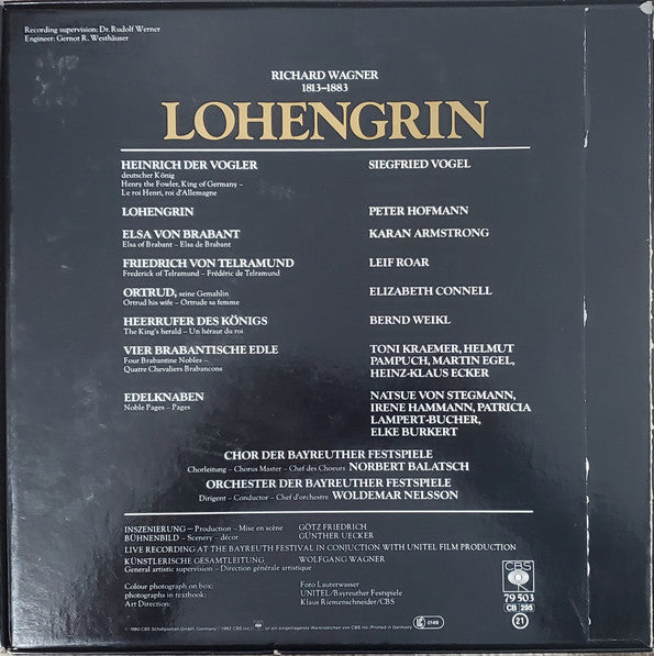 Richard Wagner - Peter Hofmann, Karan Armstrong, Elizabeth Connell, Leif Roar, Siegfried Vogel, Bernd Weikl, Woldemar Nelsson, Bayreuther Festspiele* : Lohengrin (5xLP, Album + Box)