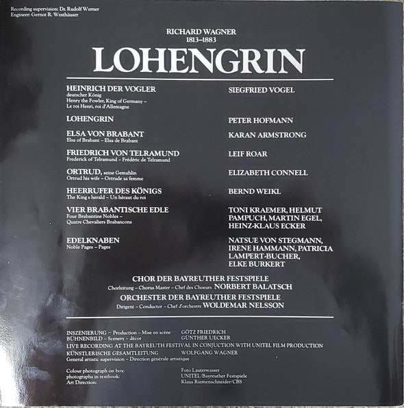 Richard Wagner - Peter Hofmann, Karan Armstrong, Elizabeth Connell, Leif Roar, Siegfried Vogel, Bernd Weikl, Woldemar Nelsson, Bayreuther Festspiele* : Lohengrin (5xLP, Album + Box)