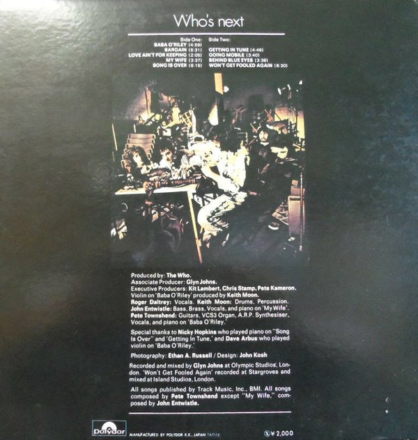 The Who : Who's Next (LP, Album, Gat)