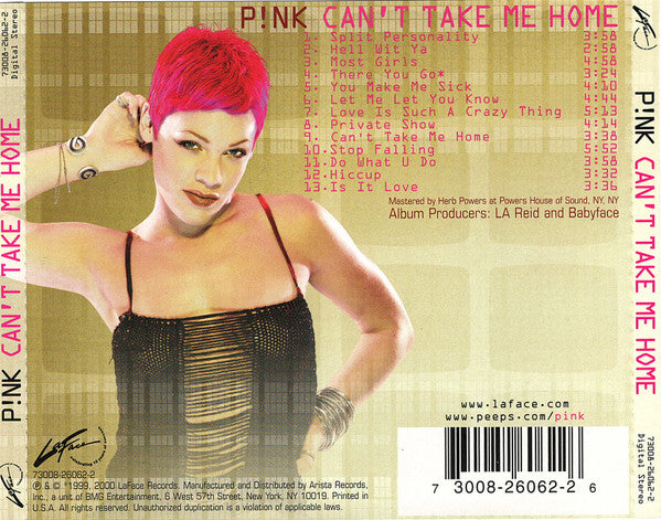 P!NK : Can't Take Me Home (CD, Album, DDI)