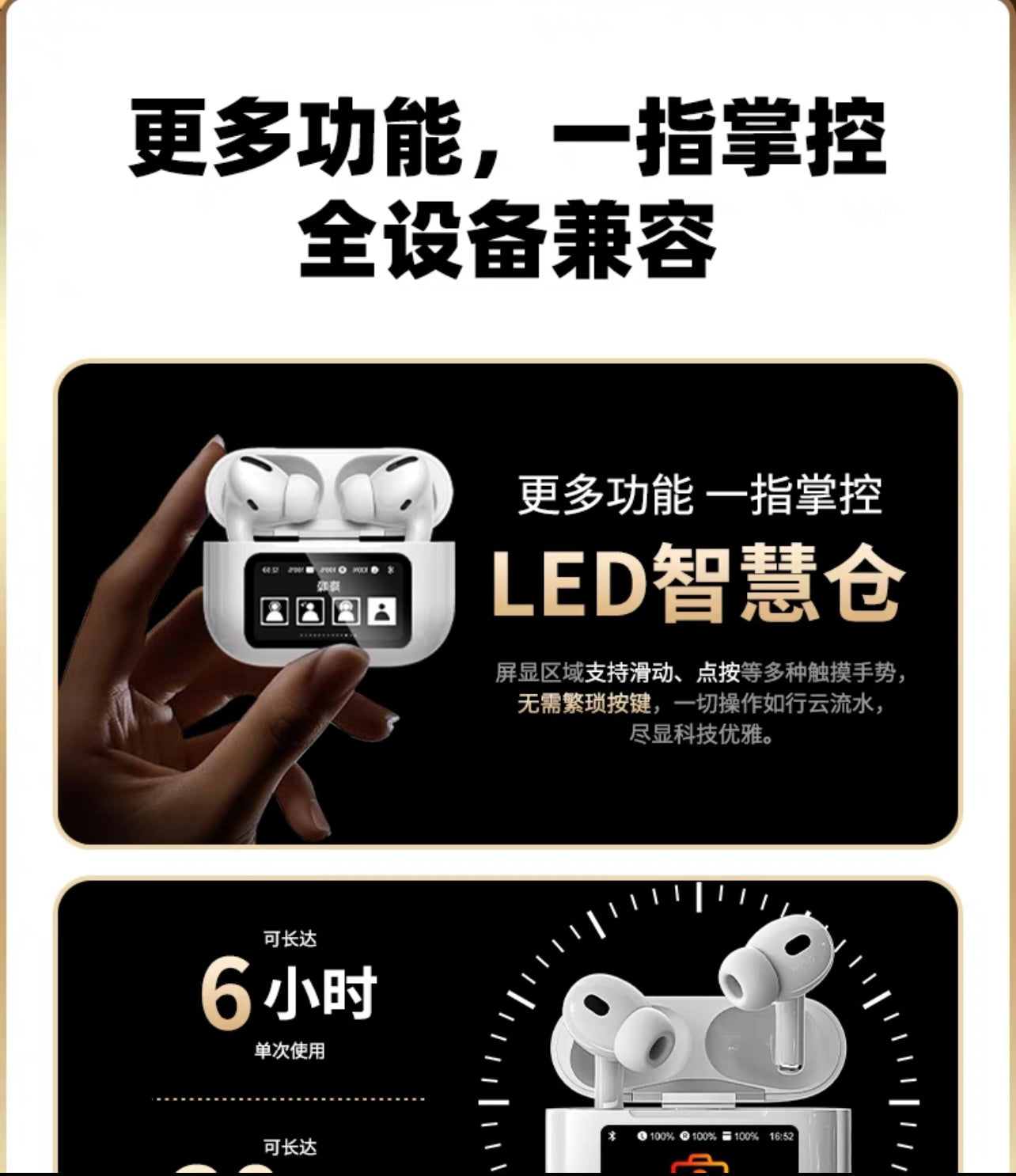 Wireless Earbuds – 2024 Pro3 with Smart Display and Active Noise Cancellation 無線藍牙耳機 – 2024款Pro3智慧屏幕主動降噪耳機