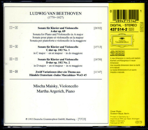 Ludwig van Beethoven, Mischa Maisky, Martha Argerich : Cellosonaten Opp. 69 & 102 · Variationen (CD, 4D )