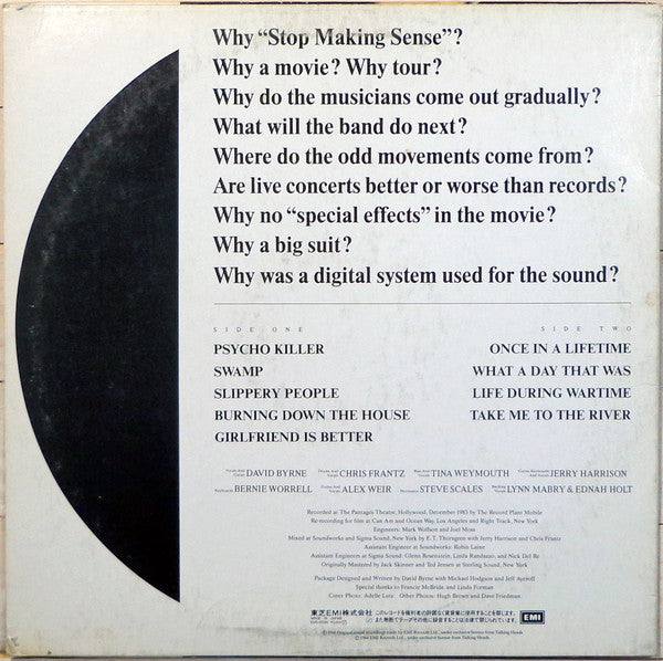 Talking Heads : Stop Making Sense (LP, Album)