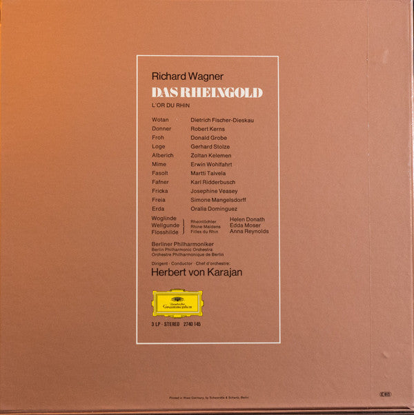 Wagner*, Karajan*, Berliner Philharmoniker : Das Rheingold (3xLP, RE + Box)