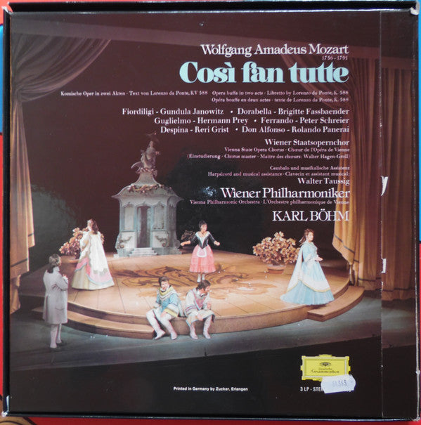 Wolfgang Amadeus Mozart - Gundula Janowitz, Brigitte Fassbaender, Reri Grist, Hermann Prey, Peter Schreier, Rolando Panerai, Wiener Philharmoniker, Karl Böhm : Così Fan Tutte  (3xLP, S/Edition + Box)