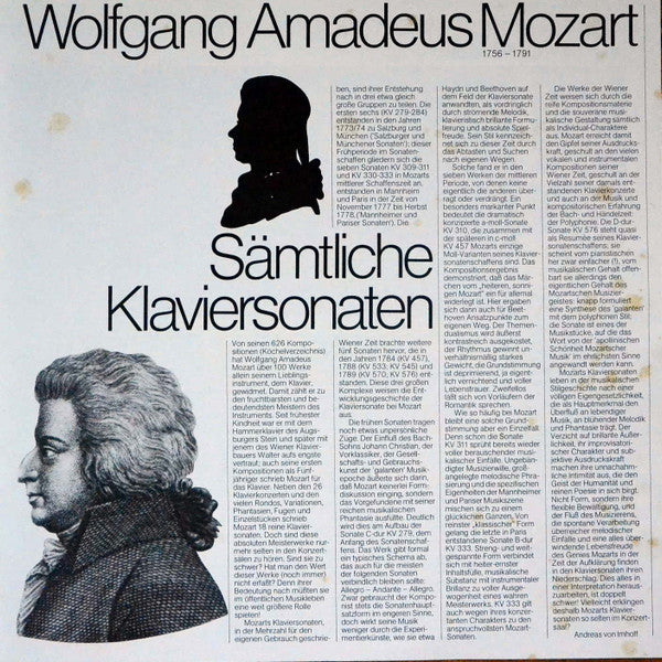 Walter Gieseking, Wolfgang Amadeus Mozart : Sämtliche Klaviersonaten (Complete Pianosonatas) (5xLP, Mono, RE + Box)